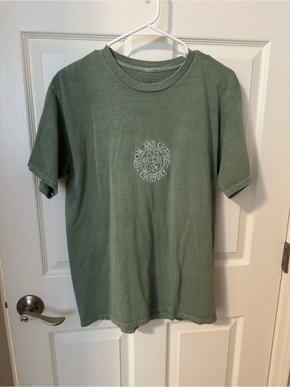 Urban Outfitters Olive Green Embroidered Short Sleeve Tee